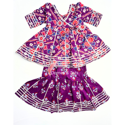Kids Patola Purple  Kurti Sharara Pant | Ethnic Wear