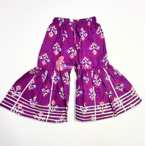 Kids Patola Purple  Kurti Sharara Pant | Ethnic Wear