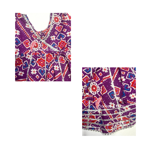 Kids Patola Purple  Kurti Sharara Pant | Ethnic Wear