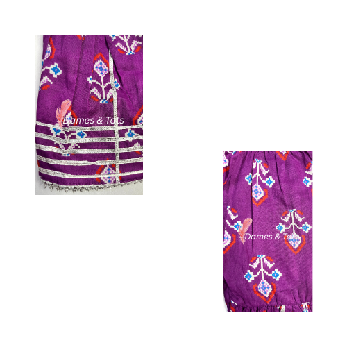 Kids Patola Purple  Kurti Sharara Pant | Ethnic Wear