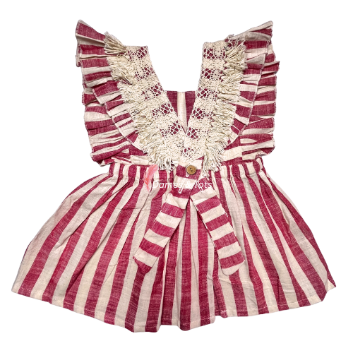 Sunny Stripes Pure Linen Sleeveless Frock