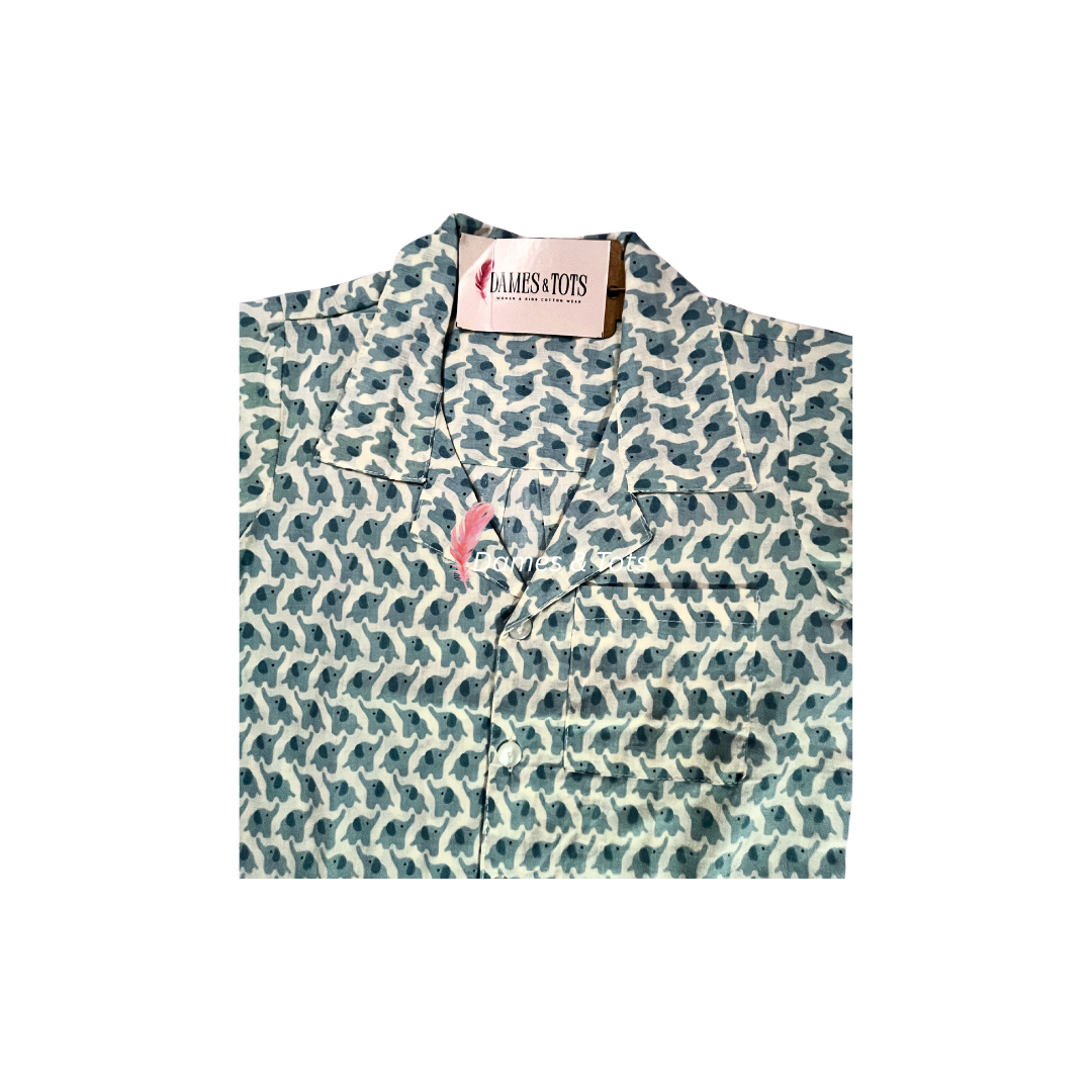 Boys' Pure Cotton Elephant Motif Shirt