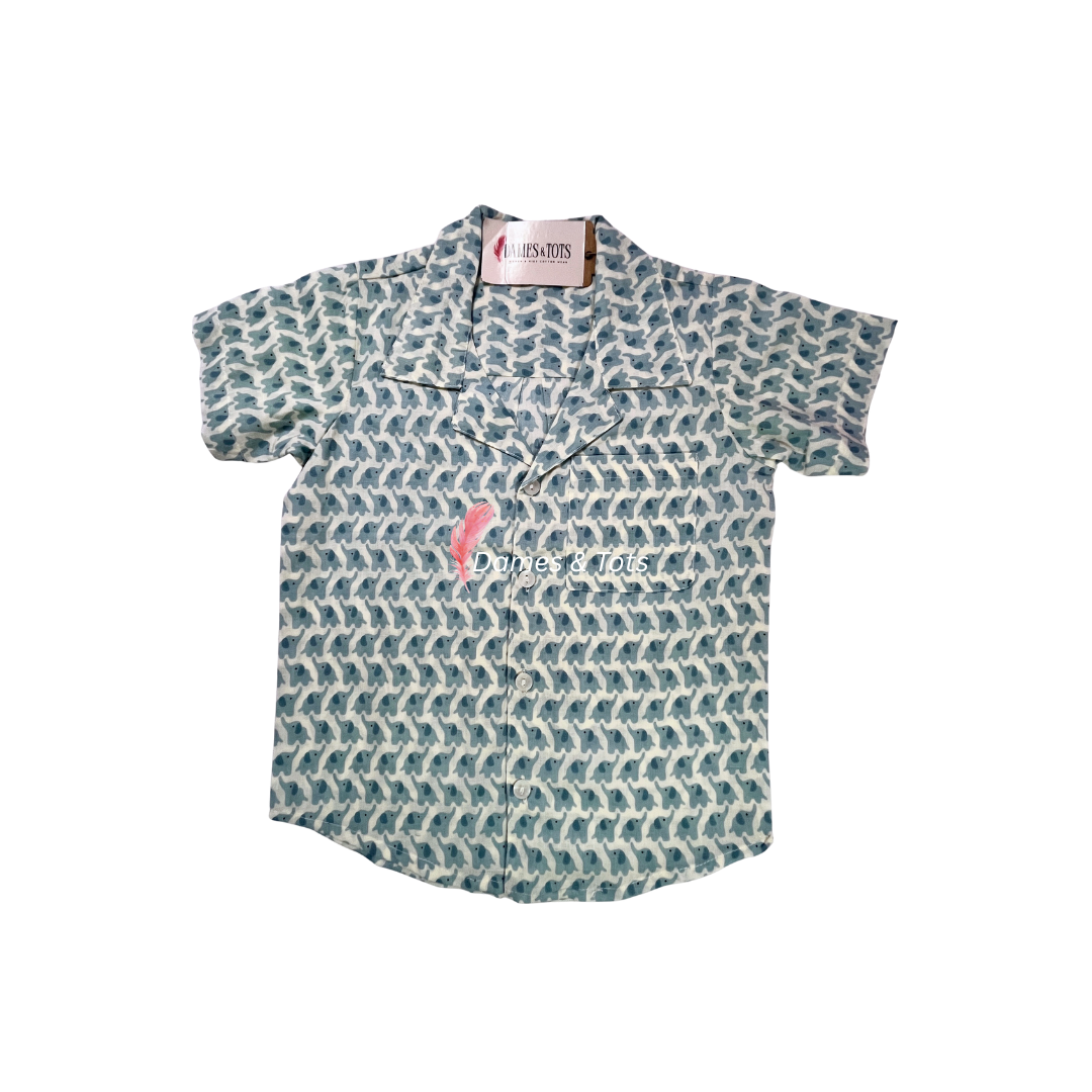 Boys' Pure Cotton Elephant Motif Shirt