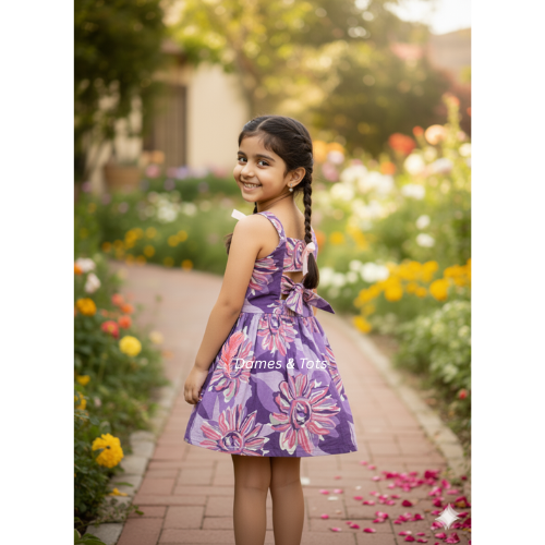 Purple Magical Meadow Sleeveless Frock