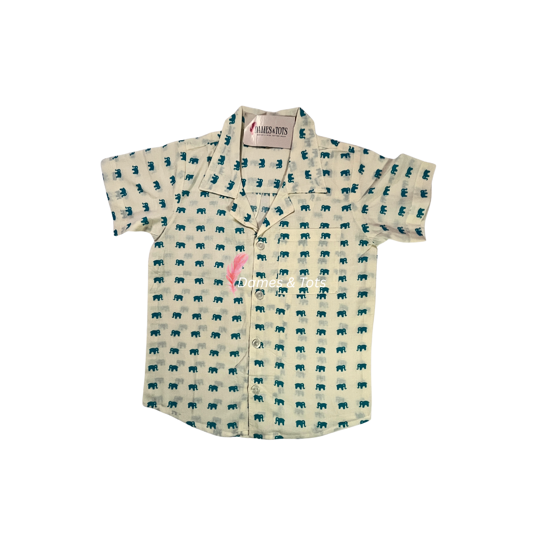 Adorable Elephant Motif Baby Boy's Shirt