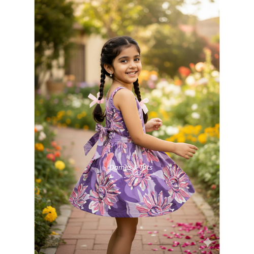 Purple Magical Meadow Sleeveless Frock