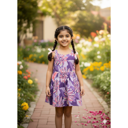 Purple Magical Meadow Sleeveless Frock