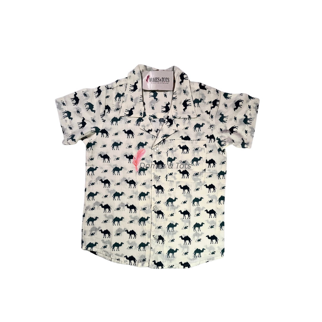 Boys' Pure Cotton Dual Camel Print Shirt