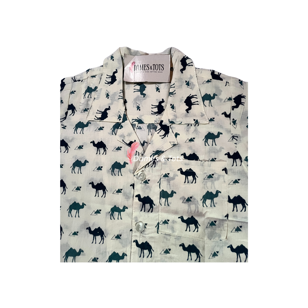 Boys' Pure Cotton Dual Camel Print Shirt
