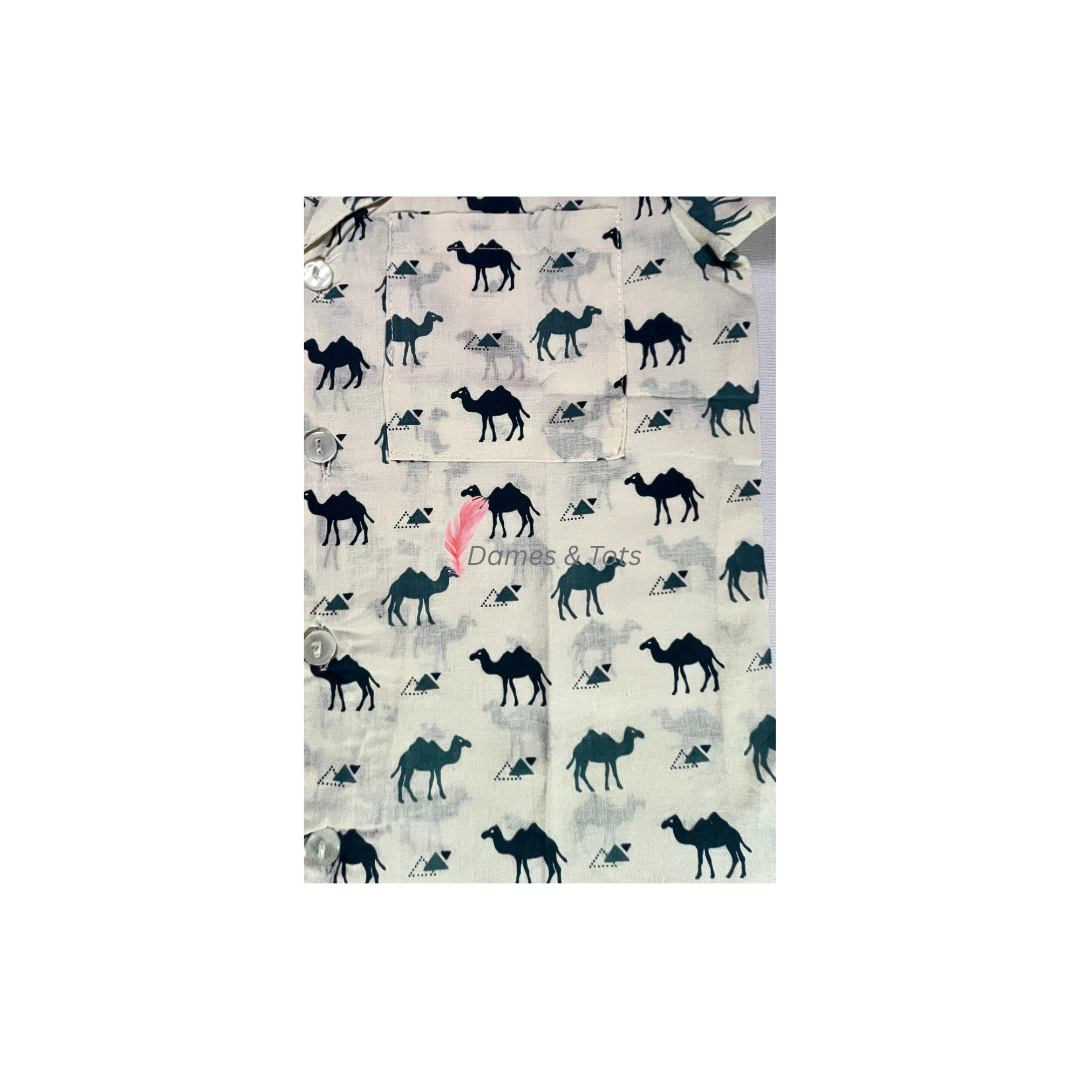 Boys' Pure Cotton Dual Camel Print Shirt