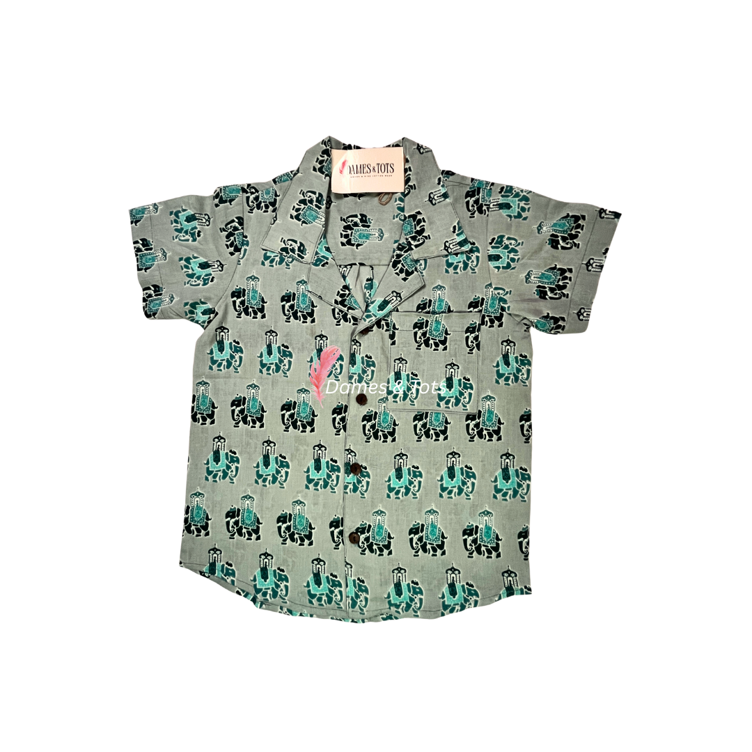 Adorable Elephant Print Baby Boy's Shirt