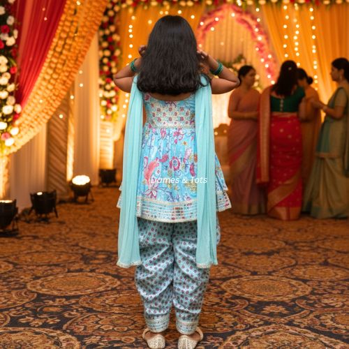 Sleeveless Kurti with Layered Punjabi Pant Dupatta Suit