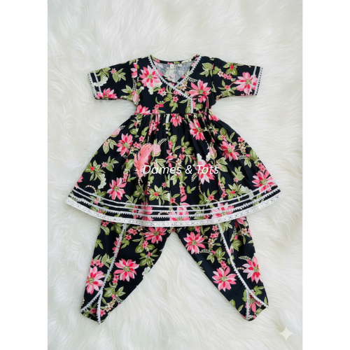 Floral Elegance Kurti with Punjabi Pant for Girls | Ethnic Wear