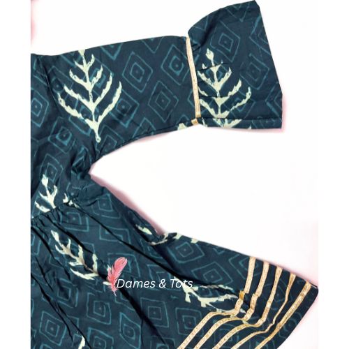 Bottle Green Kurti with Dhoti Pant Set for Girls