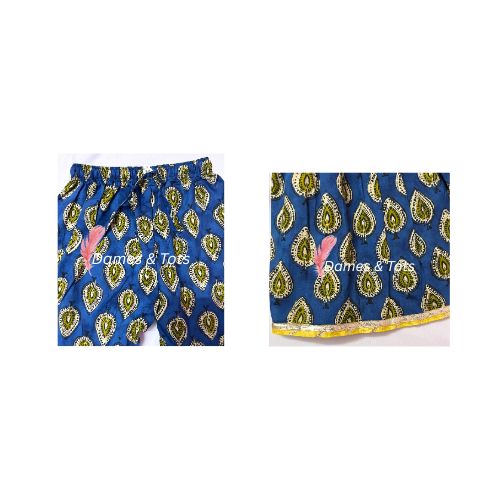Pure Cotton Blue Kurti Sharara Dupatta Set for Girls