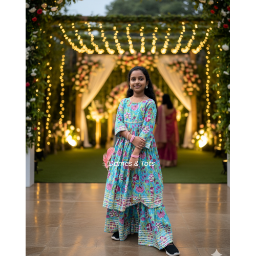 Floral Delight Kurti sharara Pants Set