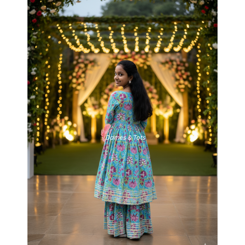 Floral Delight Kurti sharara Pants Set