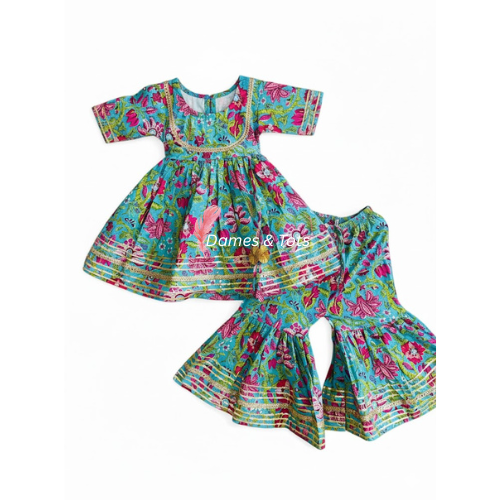 Floral Delight Kurti sharara Pants Set