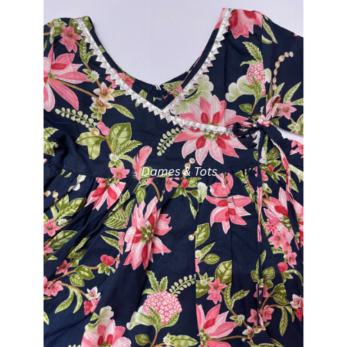Floral Elegance Kurti with Punjabi Pant for Girls | Ethnic Wear