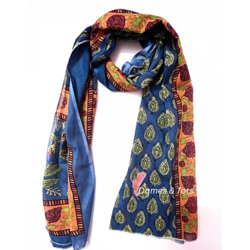 Pure Cotton Blue Kurti Sharara Dupatta Set for Girls