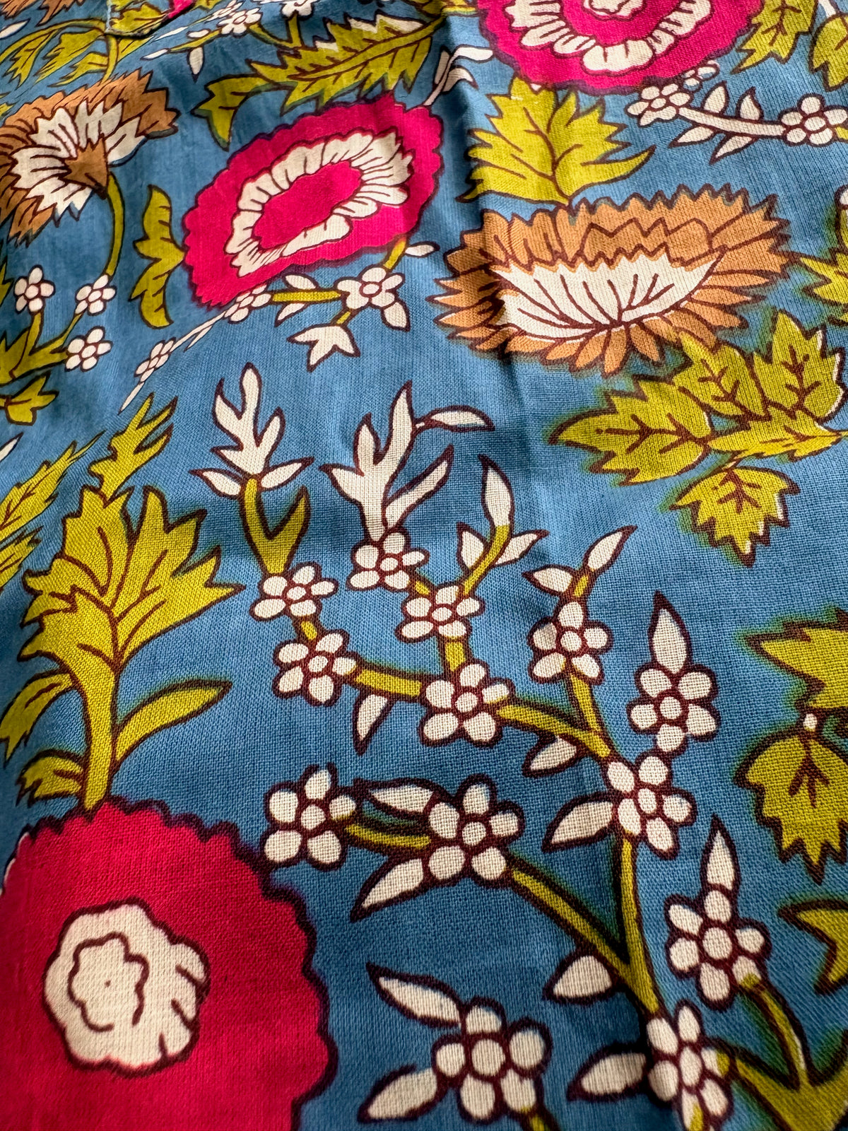 Boys Blue Kalamkari Printed Kurta Pajama Set