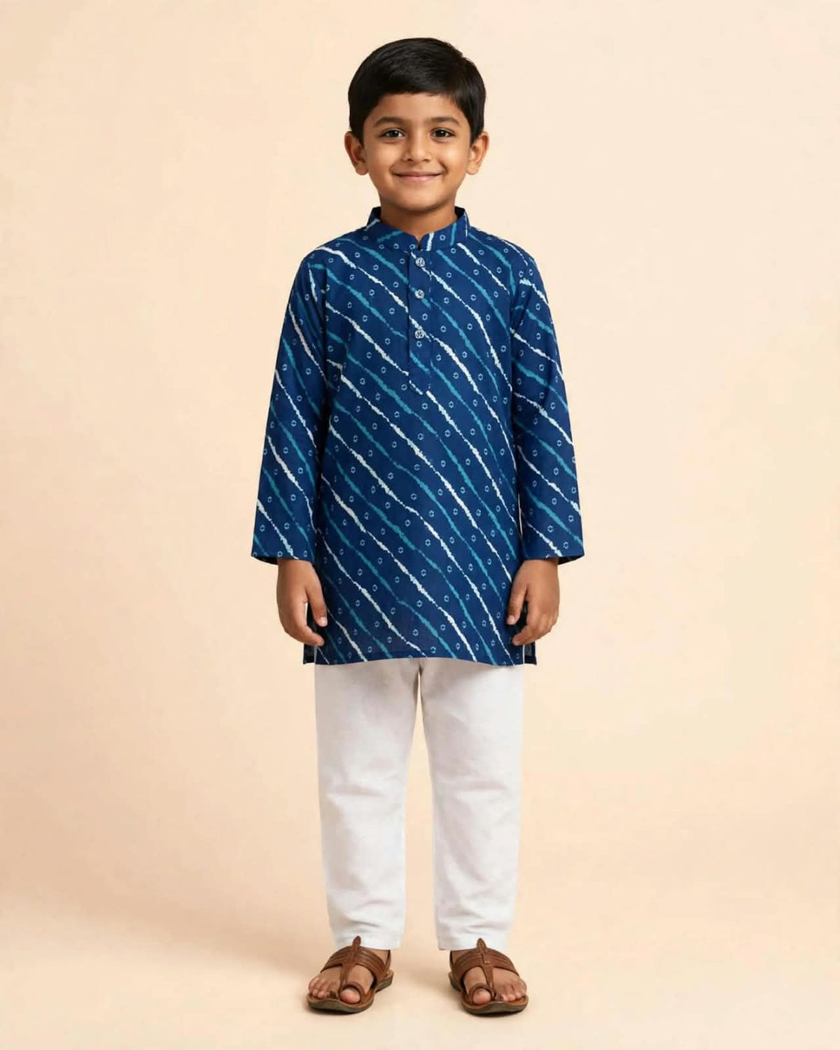 Boys Blue Printed Kurta Pajama Set