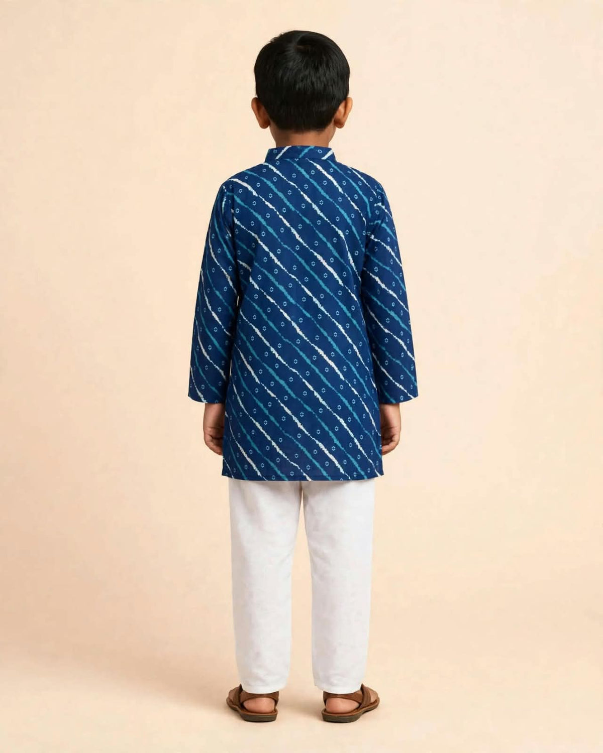 Boys Blue Printed Kurta Pajama Set