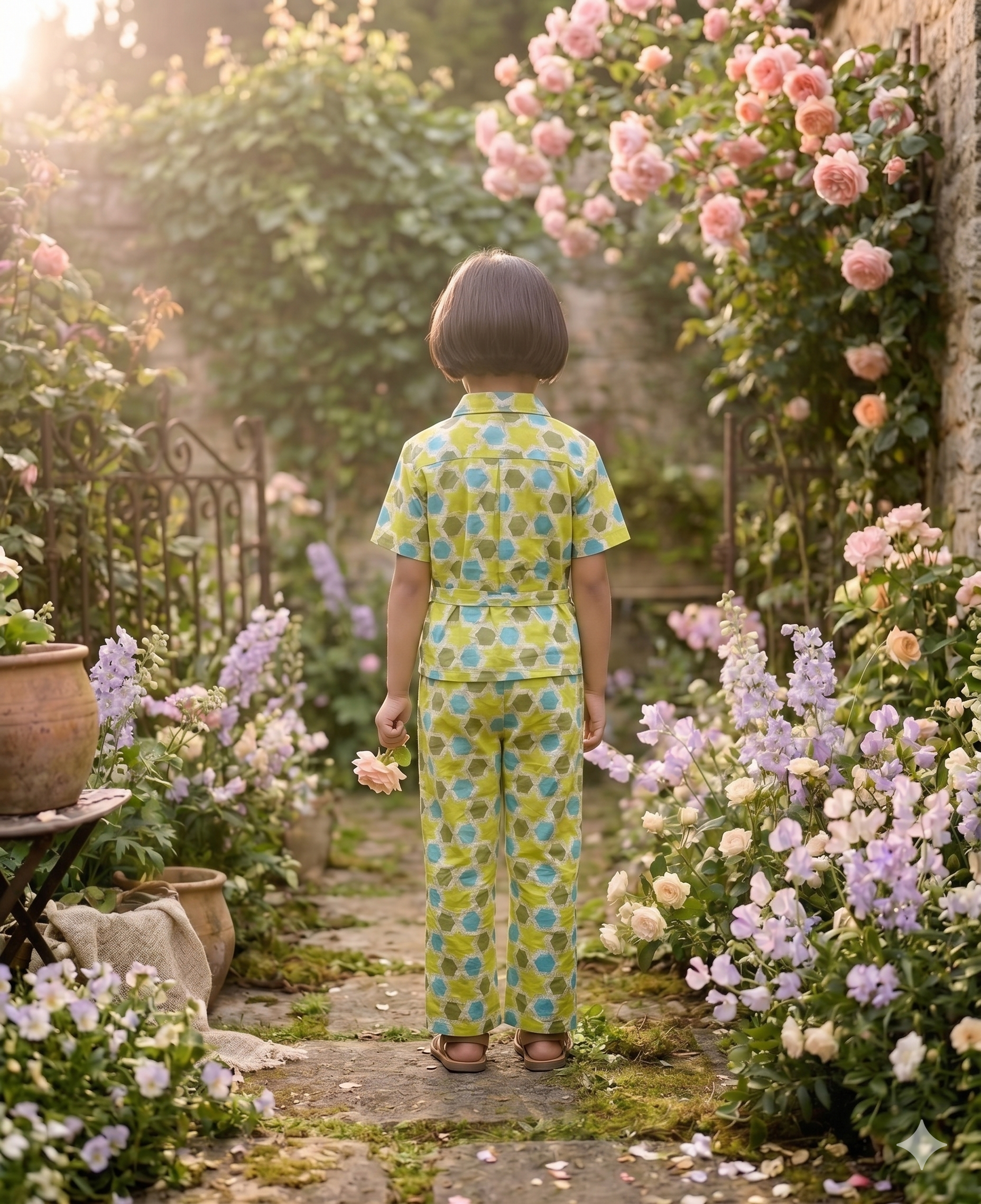 Pure Cotton Geometric Co-ord Set for Girls