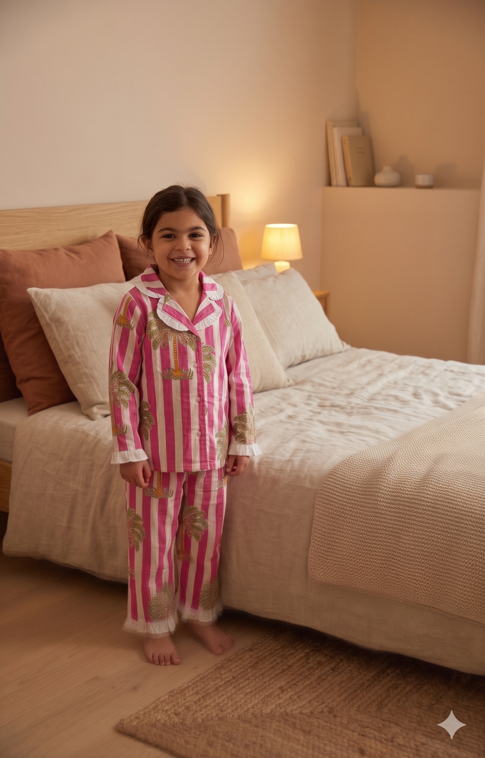 Pink Stripe Cotton Night Suit for Kids | Soft Sleepwear