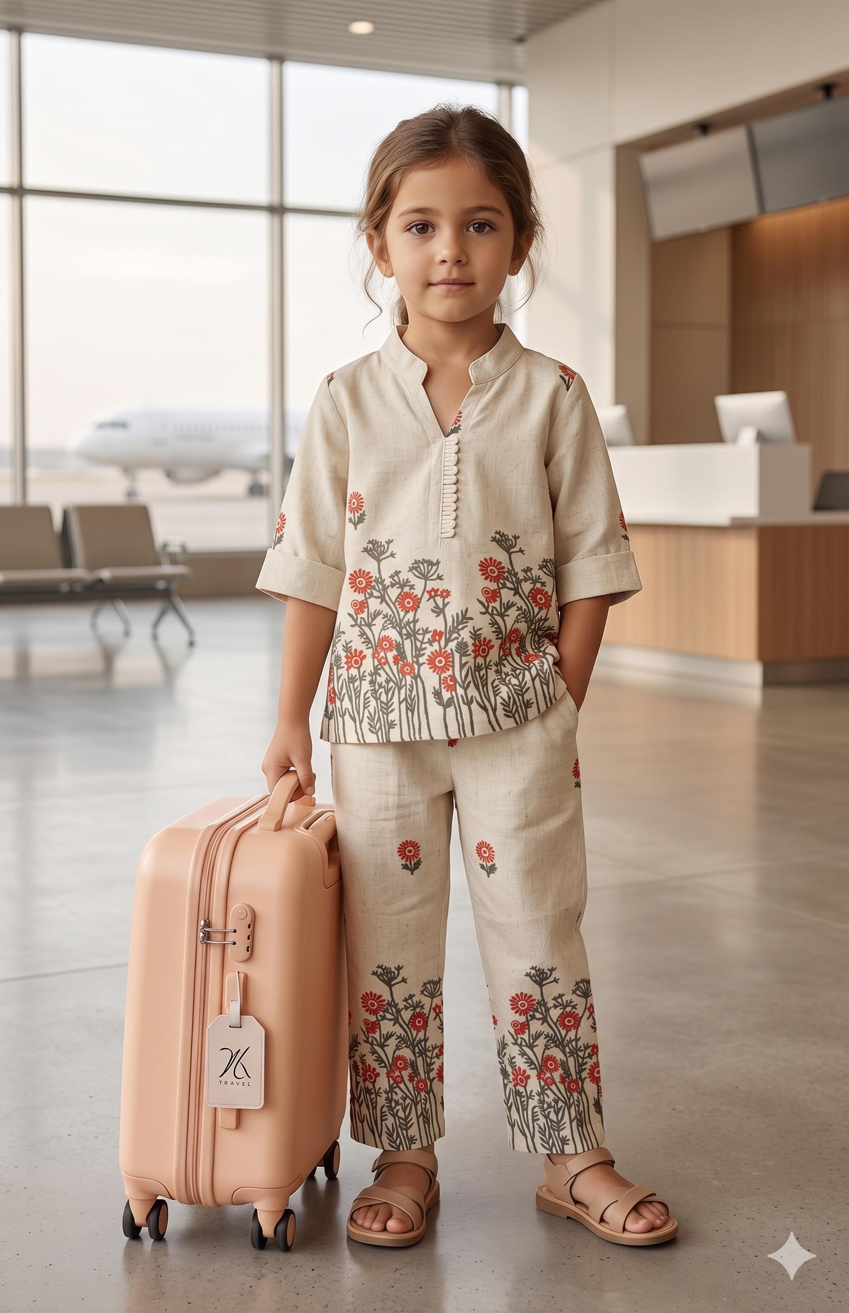Pure Cotton Off-White elegant Co-ord Set for Girls