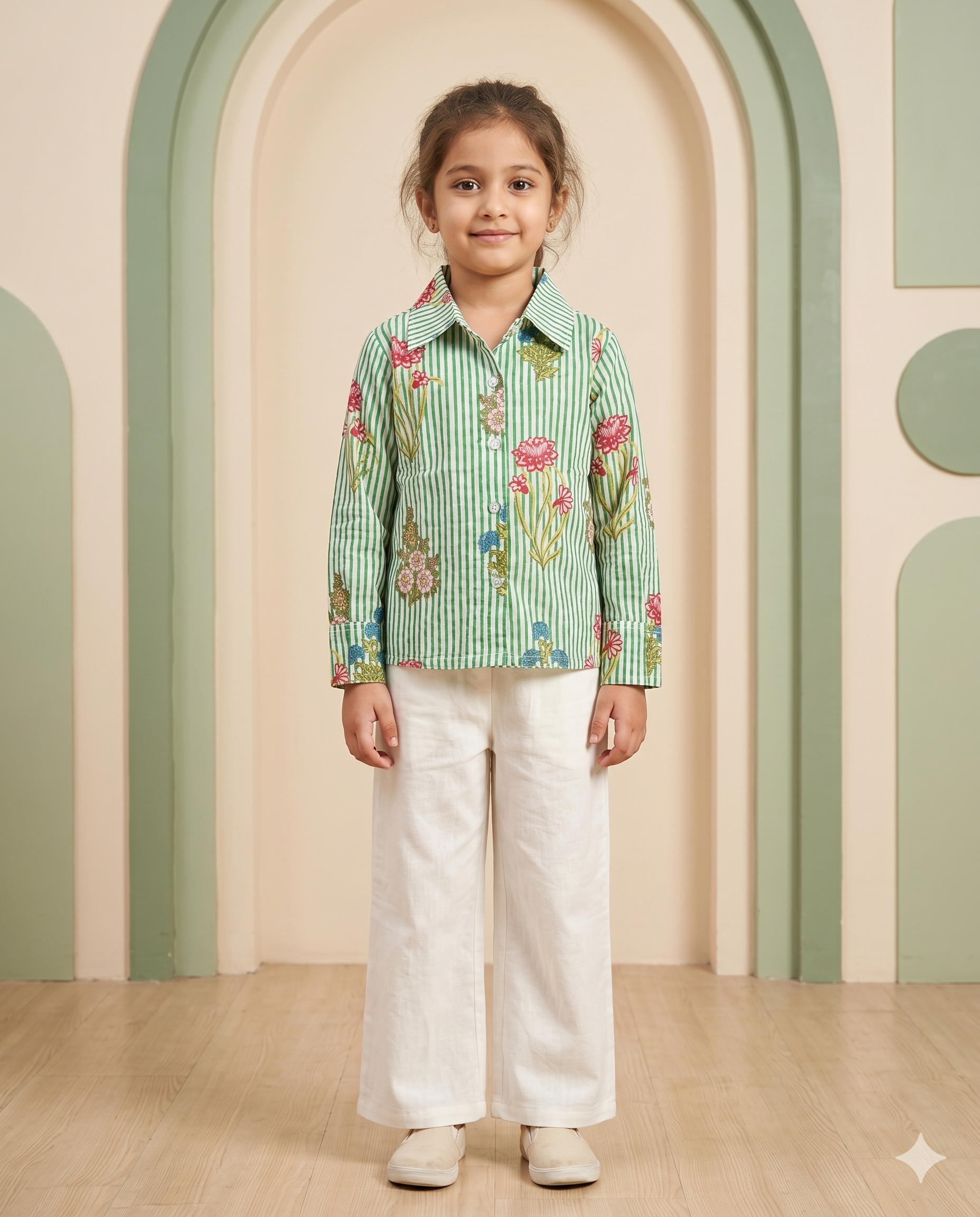 Girls Retro Floral Cotton Co-Ord Set for Kids