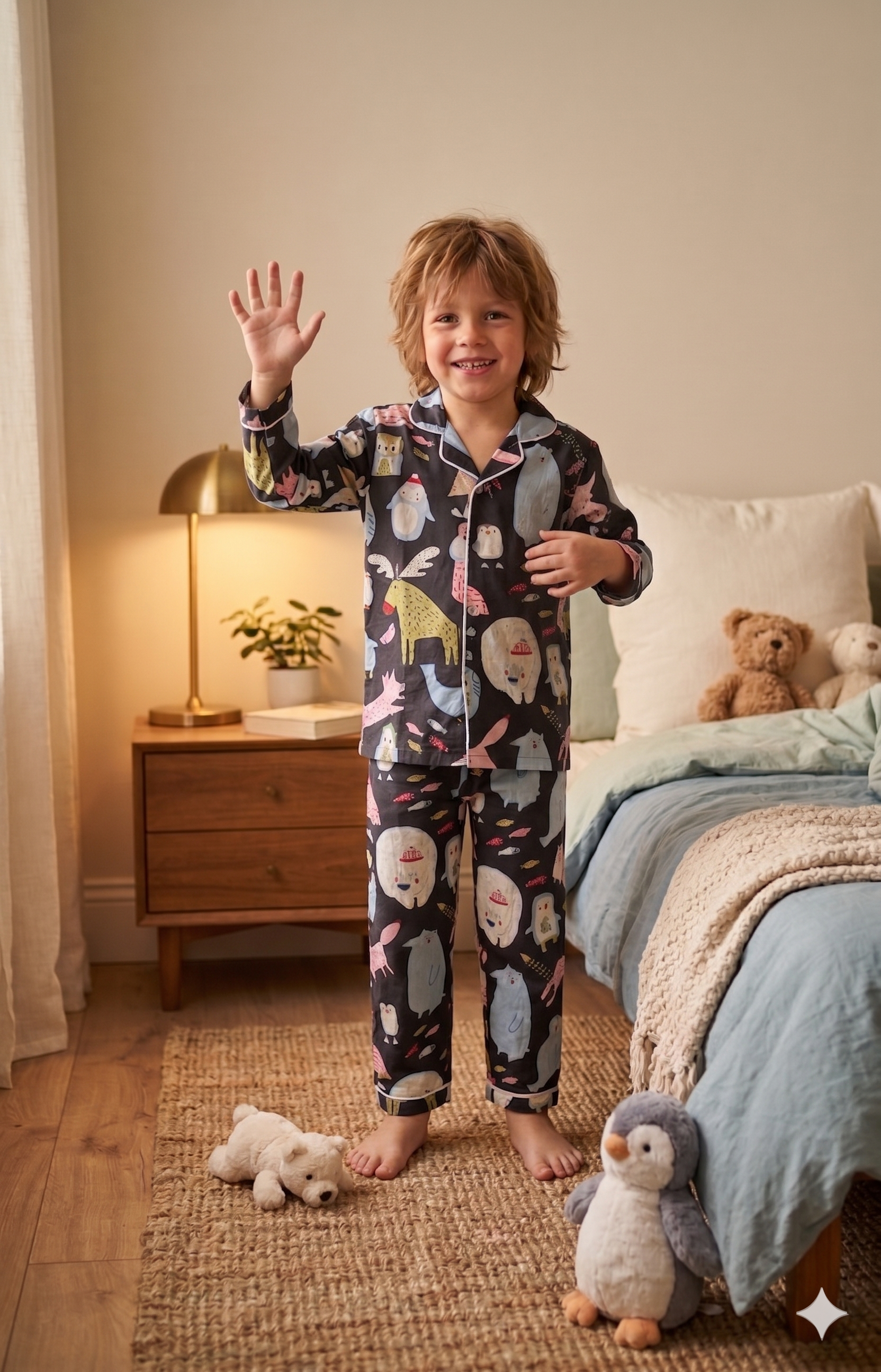 Black Sea Animal Cotton Night Suit | Kids Sleepwear