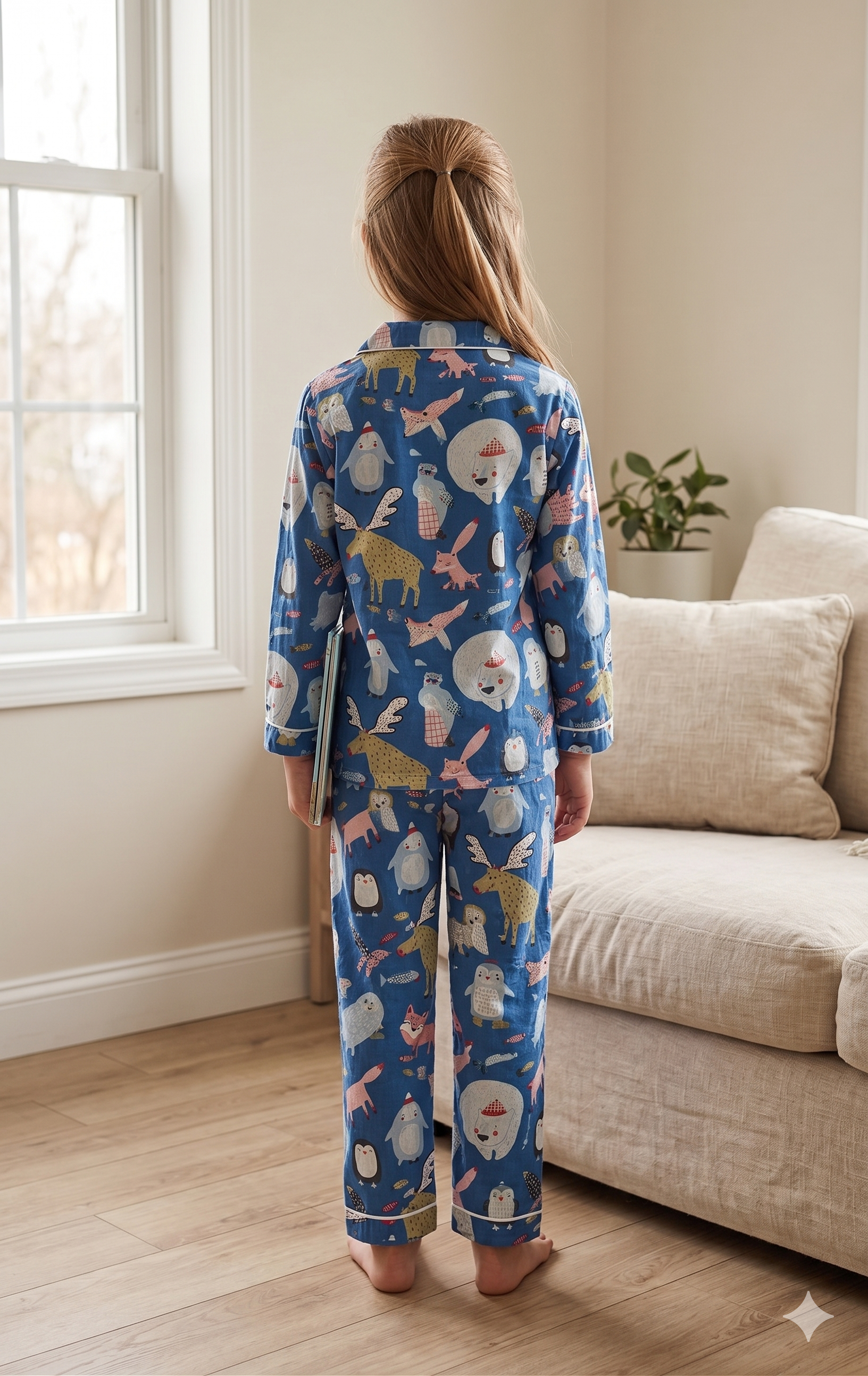 Blue Sea Animal Print Cotton Night Suit for Kids | Soft Sleepwear