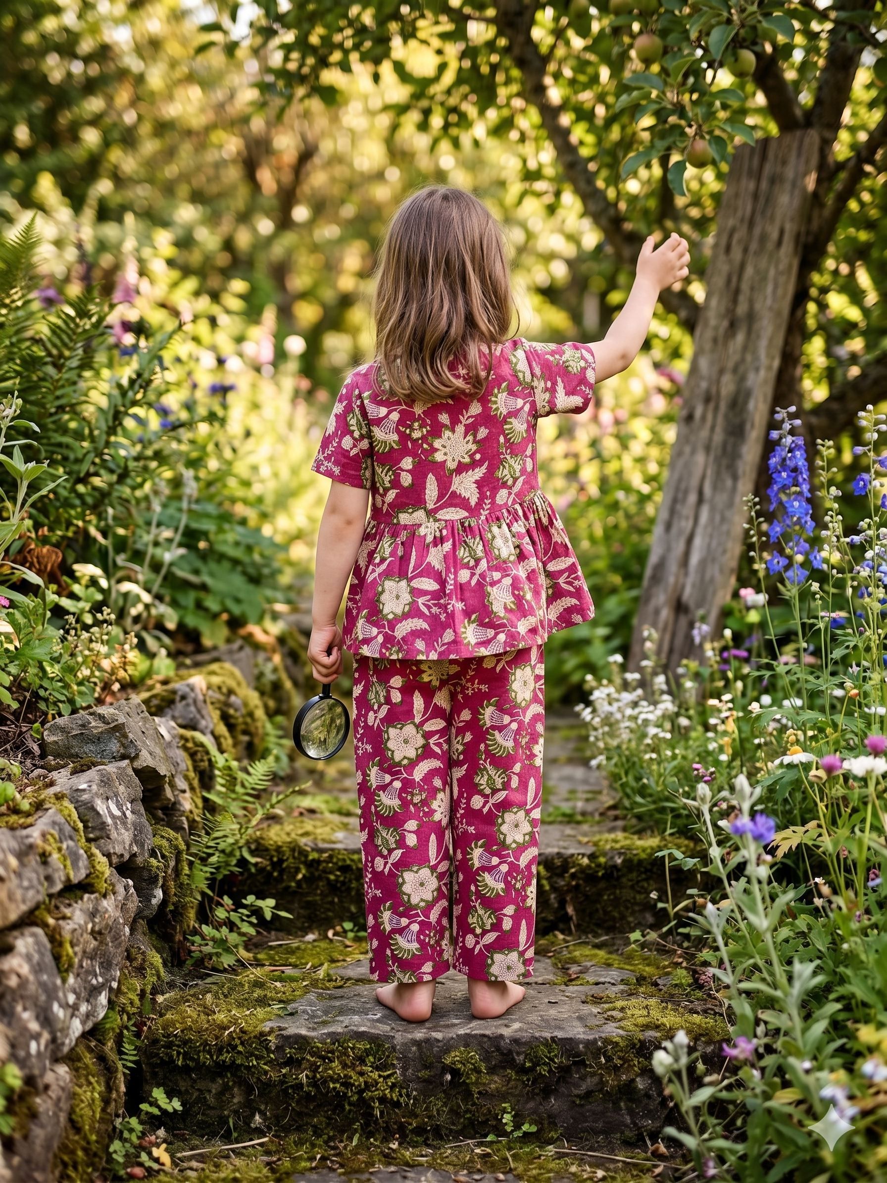 Pure Cotton Pink Floral Sleeveless Co-ord Set for Girls