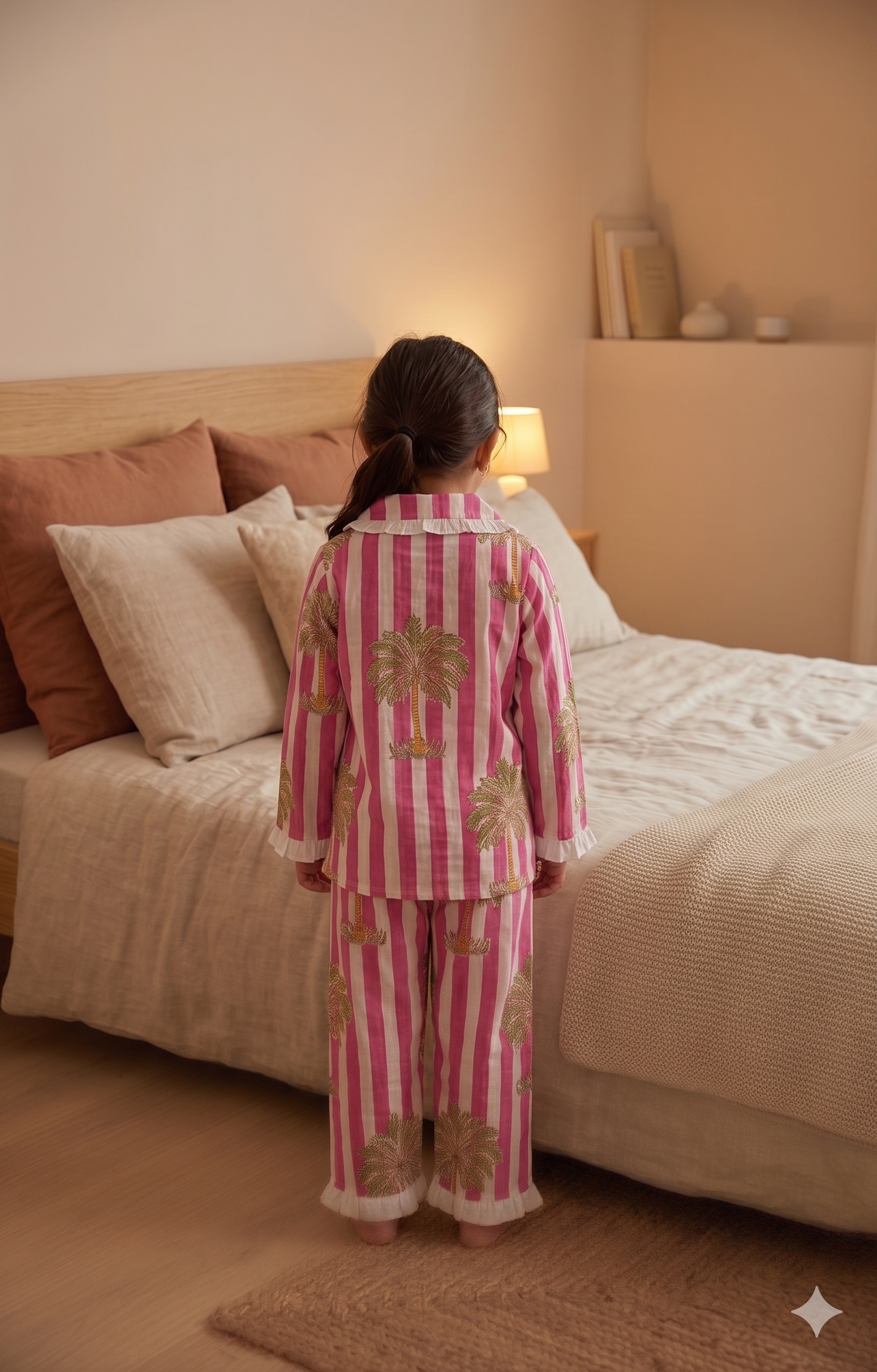 Pink Stripe Cotton Night Suit for Kids | Soft Sleepwear