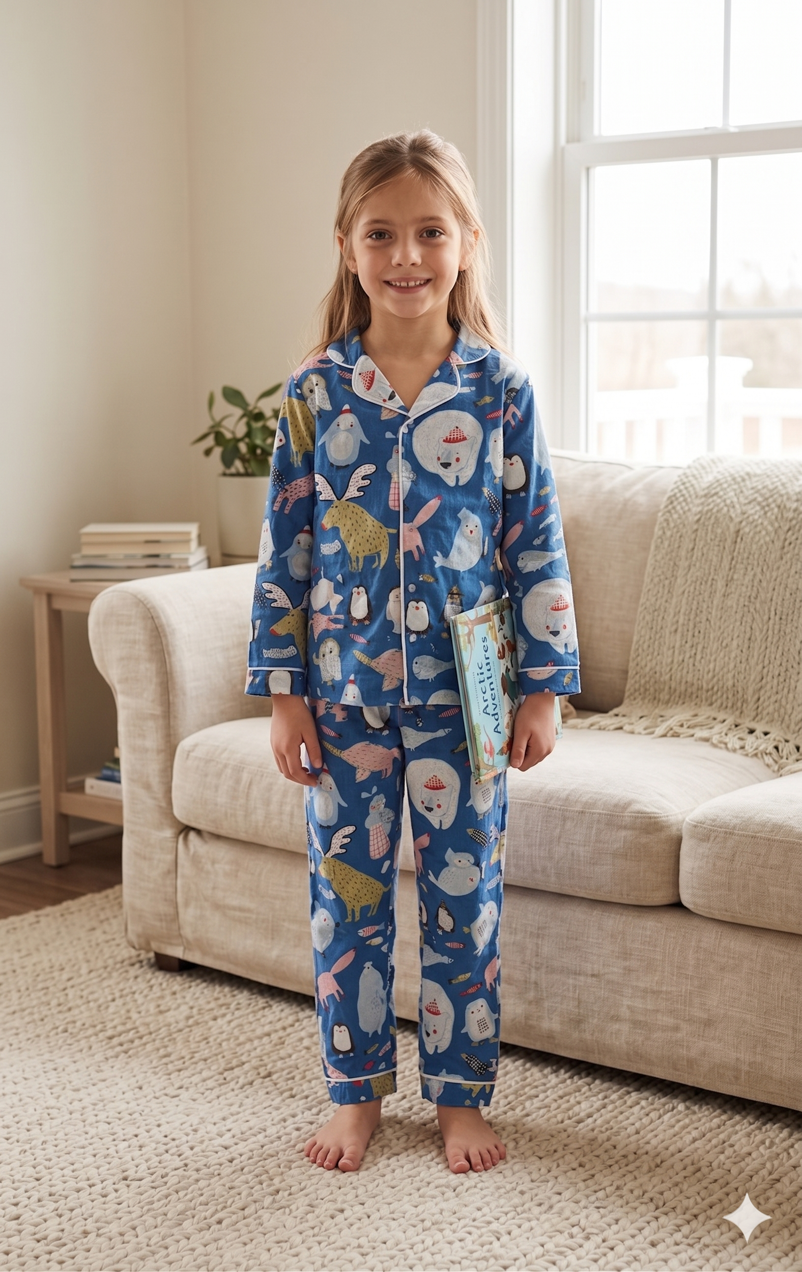 Blue Sea Animal Print Cotton Night Suit for Kids | Soft Sleepwear