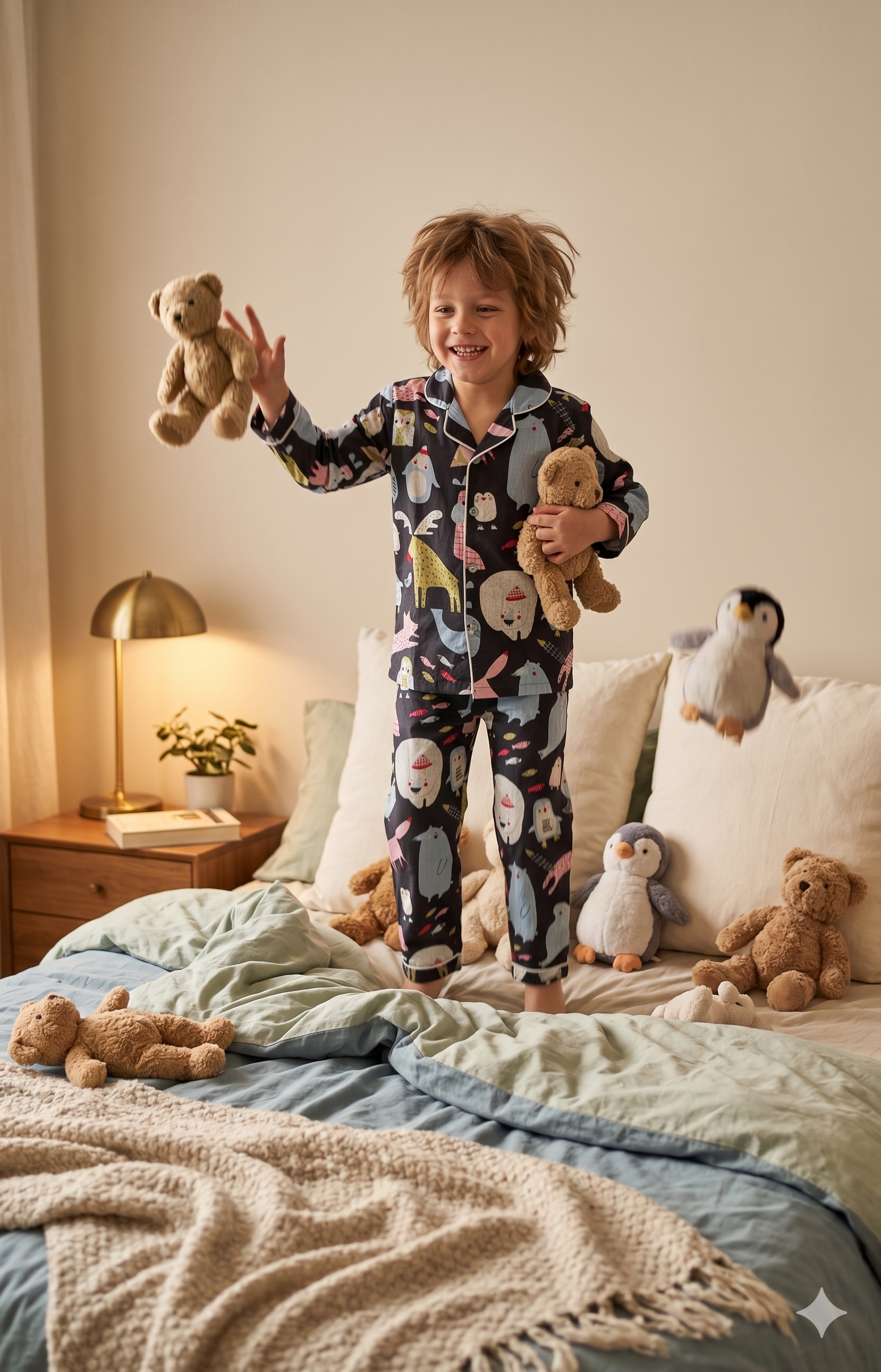 Black Sea Animal Cotton Night Suit | Kids Sleepwear