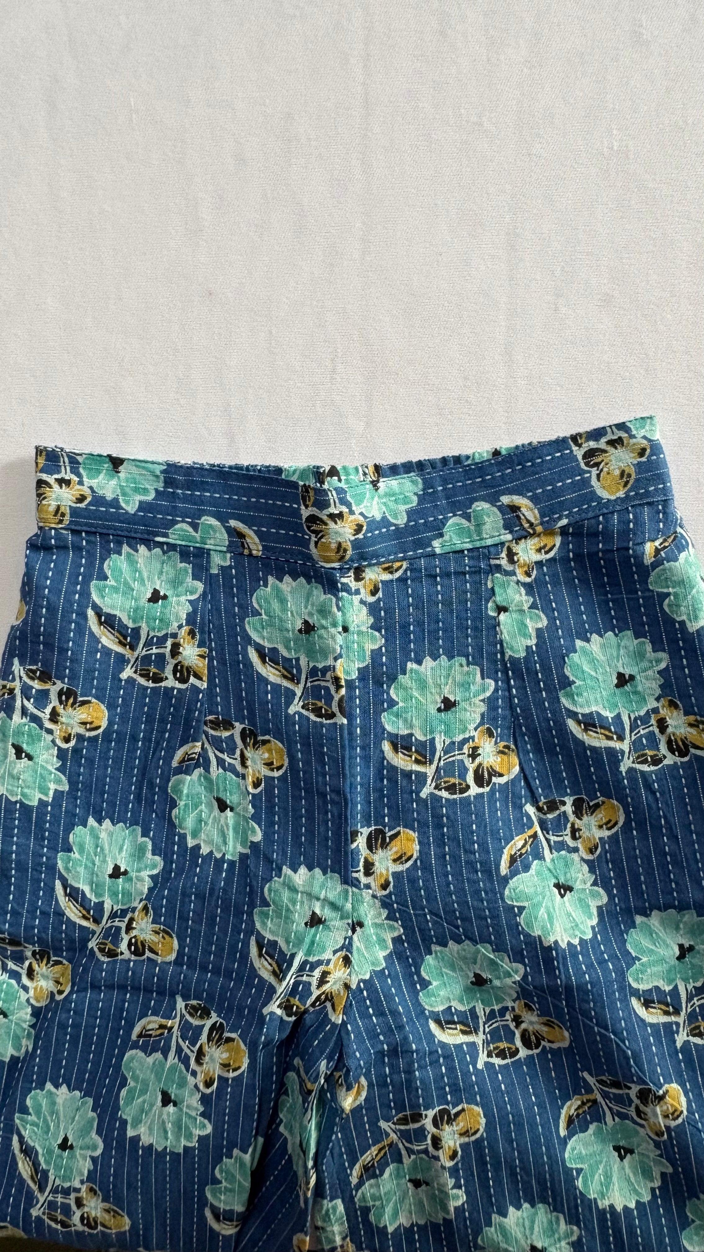 Blue Floral Cotton Angrakha Co-ord Set for Girls | Soft & Breathable