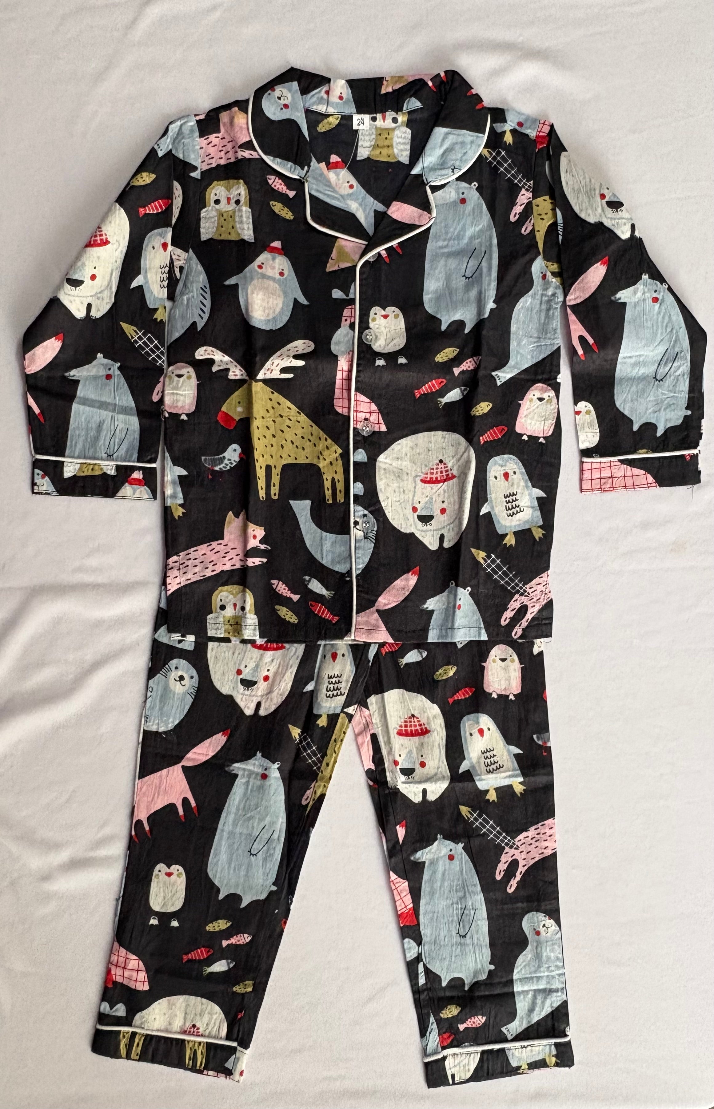 Black Sea Animal Cotton Night Suit | Kids Sleepwear