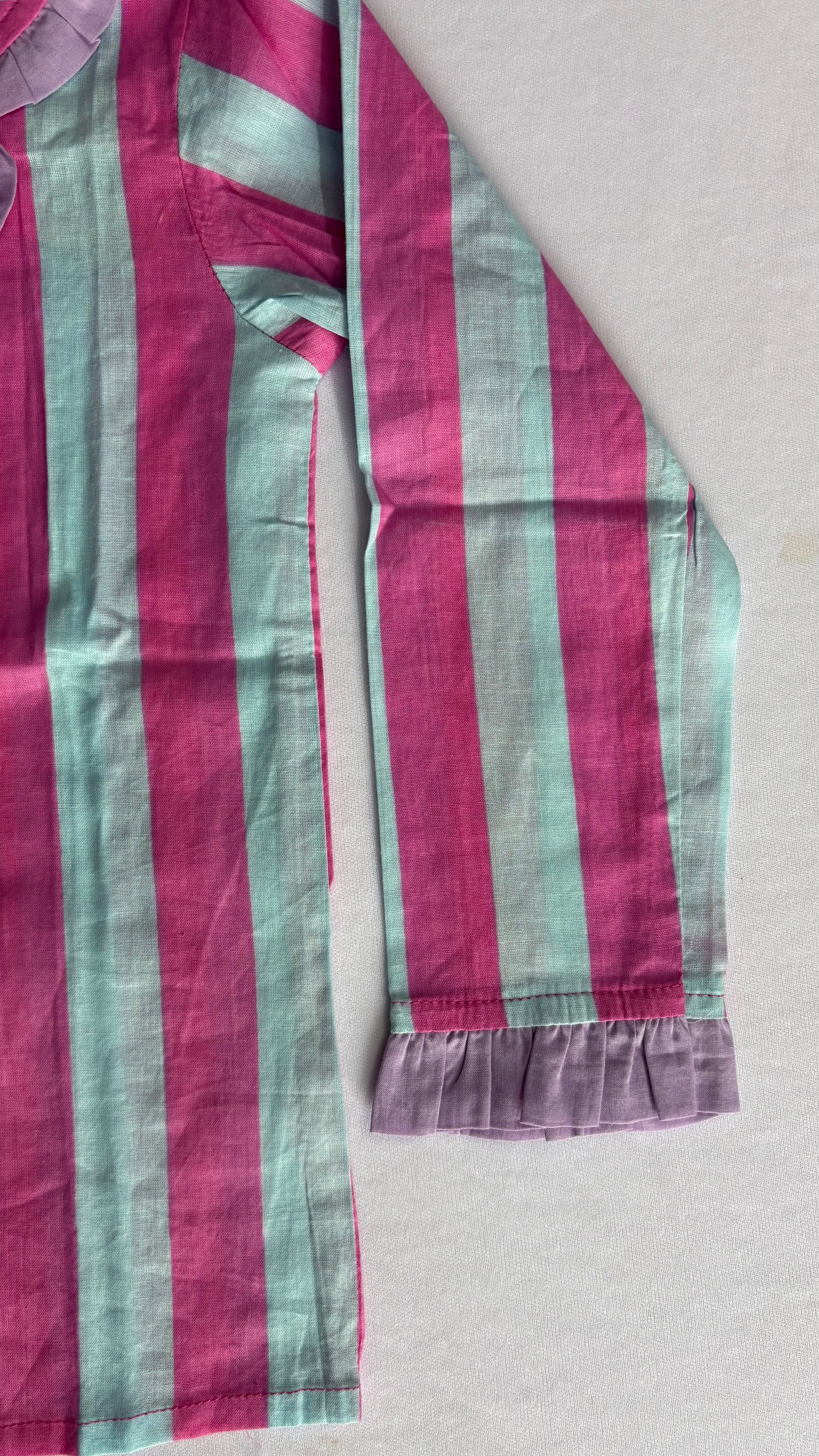 Lavender Stripe Cotton Night Suit for Kids | Soft Sleepwear
