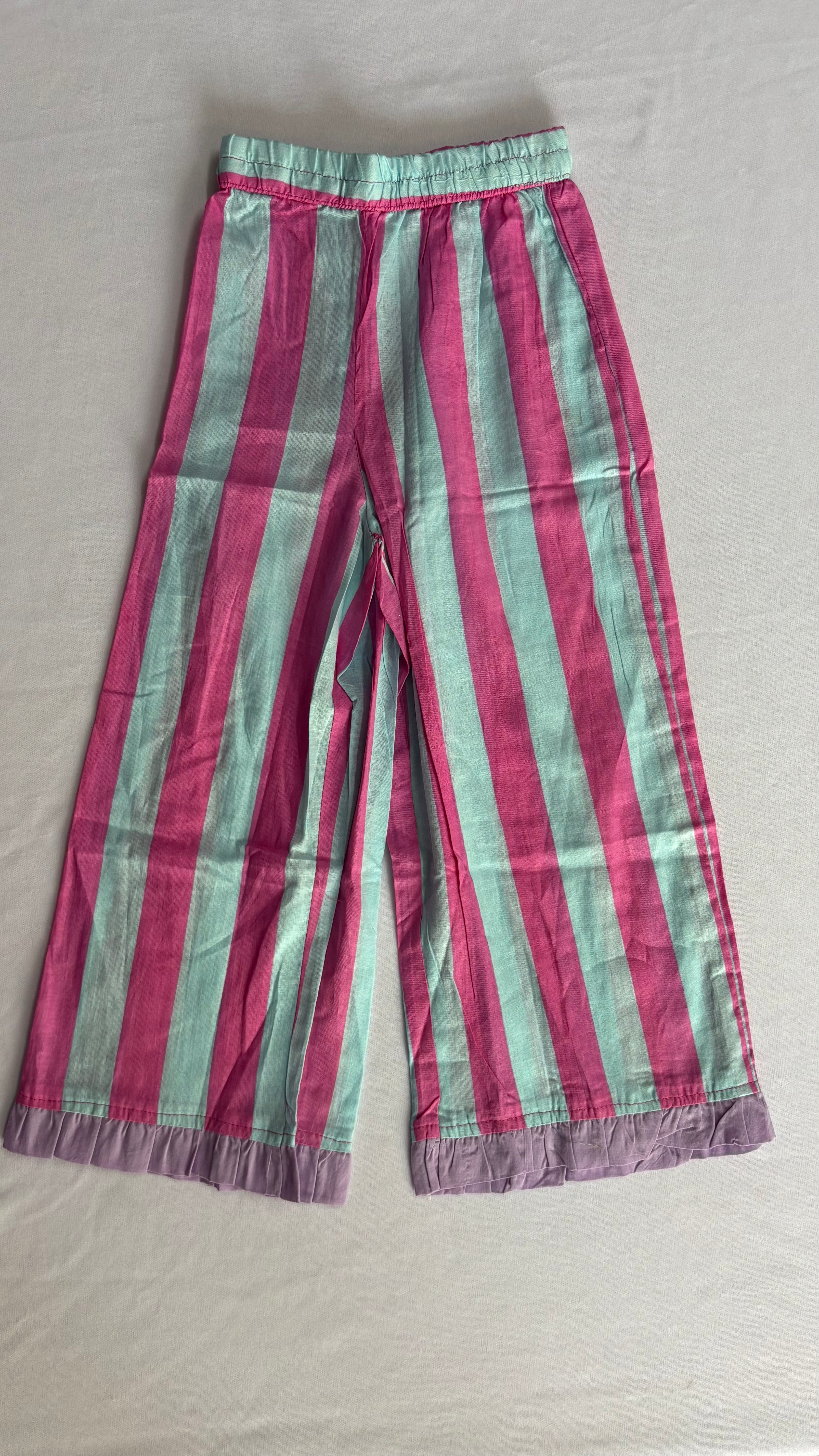 Lavender Stripe Cotton Night Suit for Kids | Soft Sleepwear