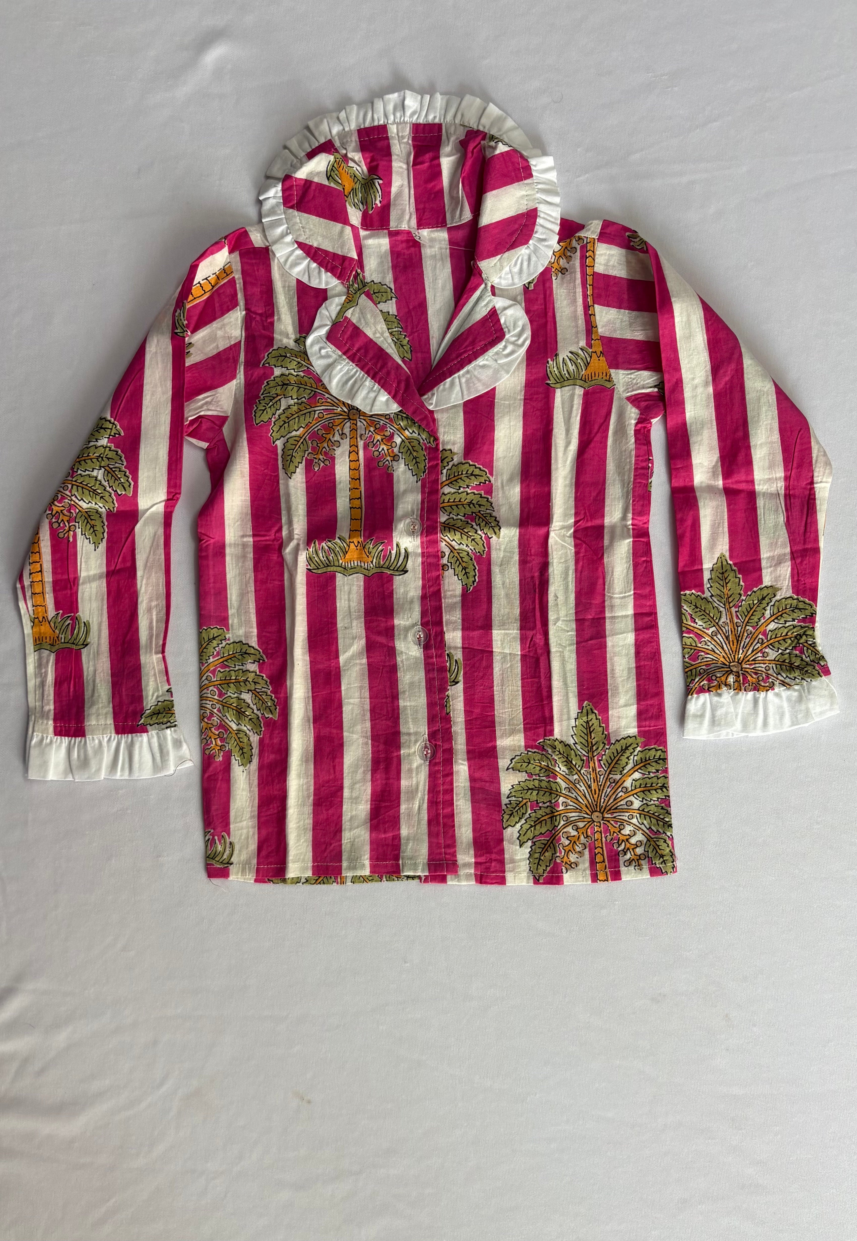 Pink Stripe Cotton Night Suit for Kids | Soft Sleepwear