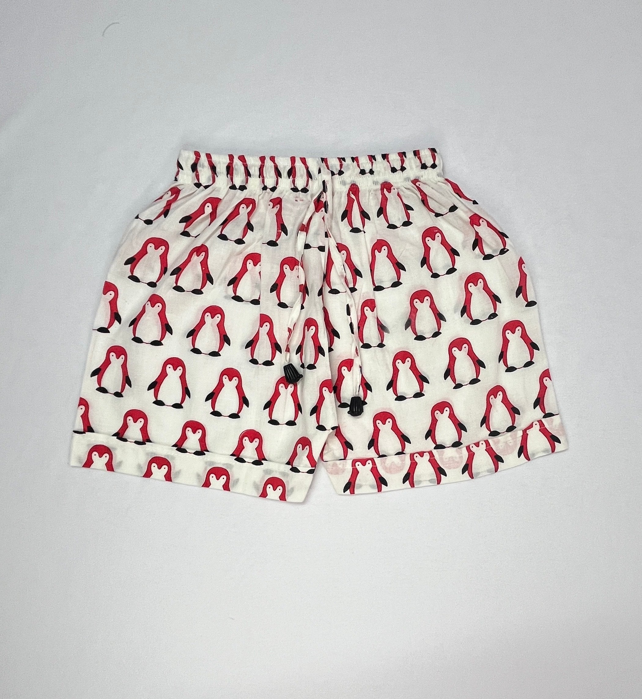 Boys Pure Cotton Co-ord Set – Red Penguin Print