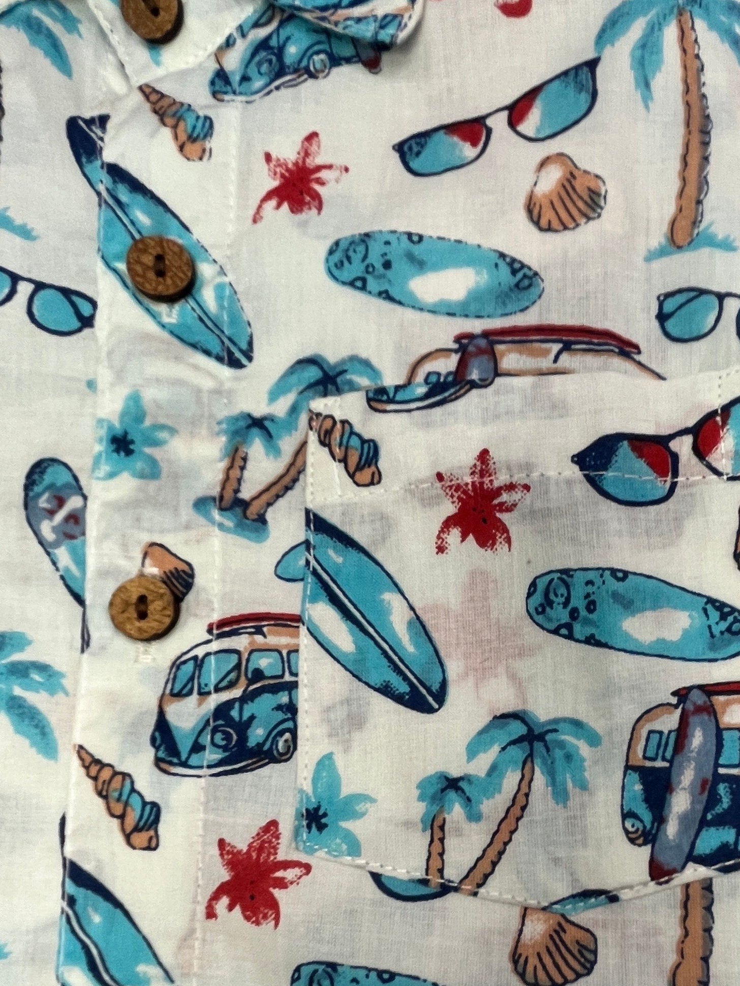 Boys Printed Cotton Co-Ord – Beach Vibes (Blue)