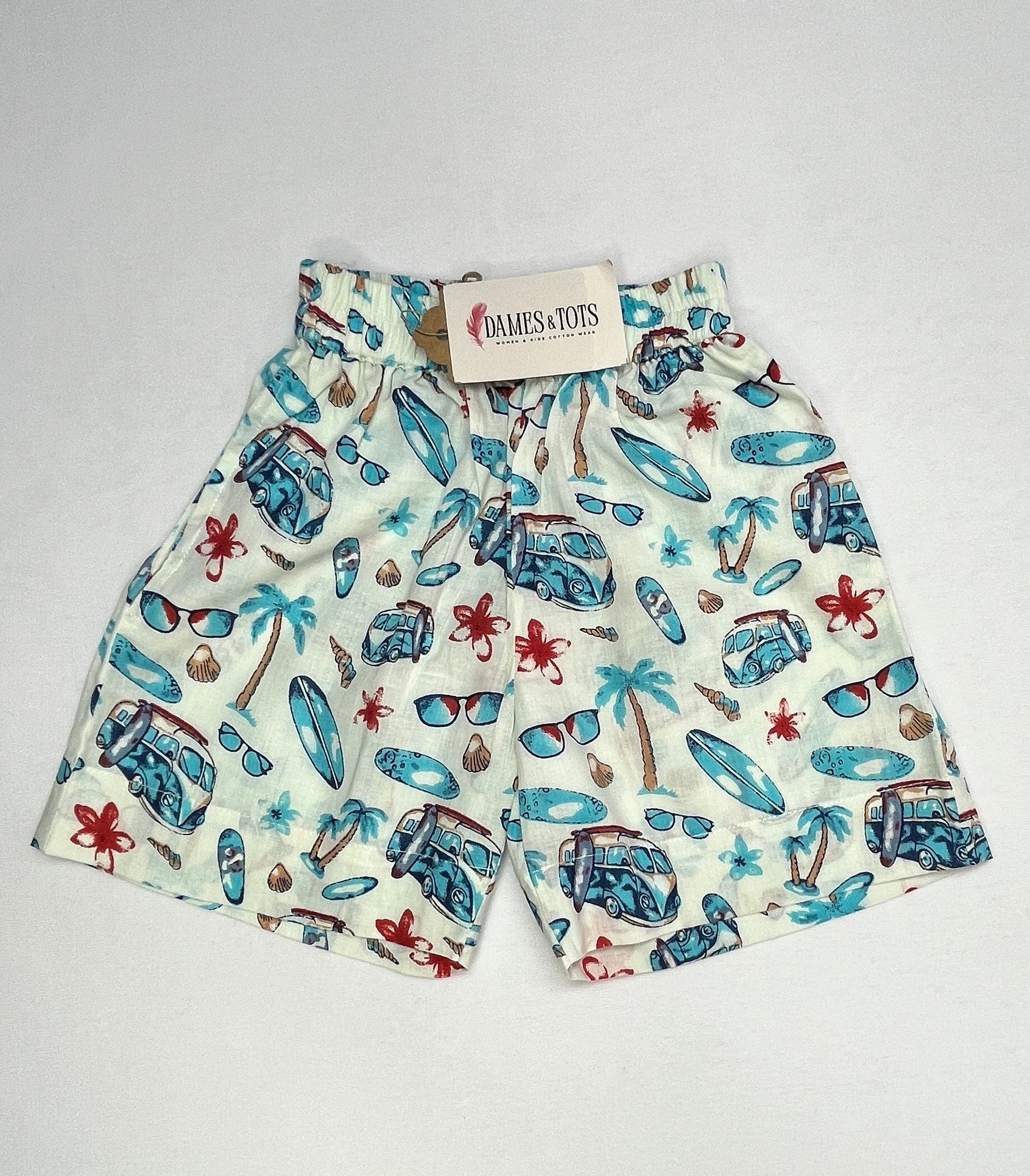 Boys Printed Cotton Co-Ord – Beach Vibes (Blue)