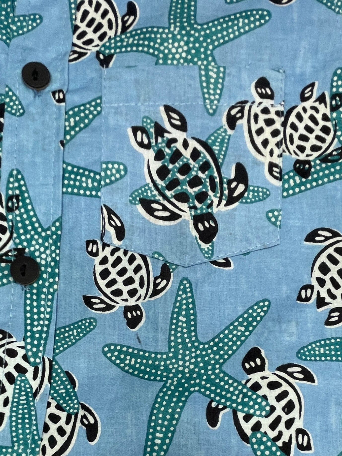 Boys Pure Cotton Co-Ord Set – Blue Turtle & Starfish Print
