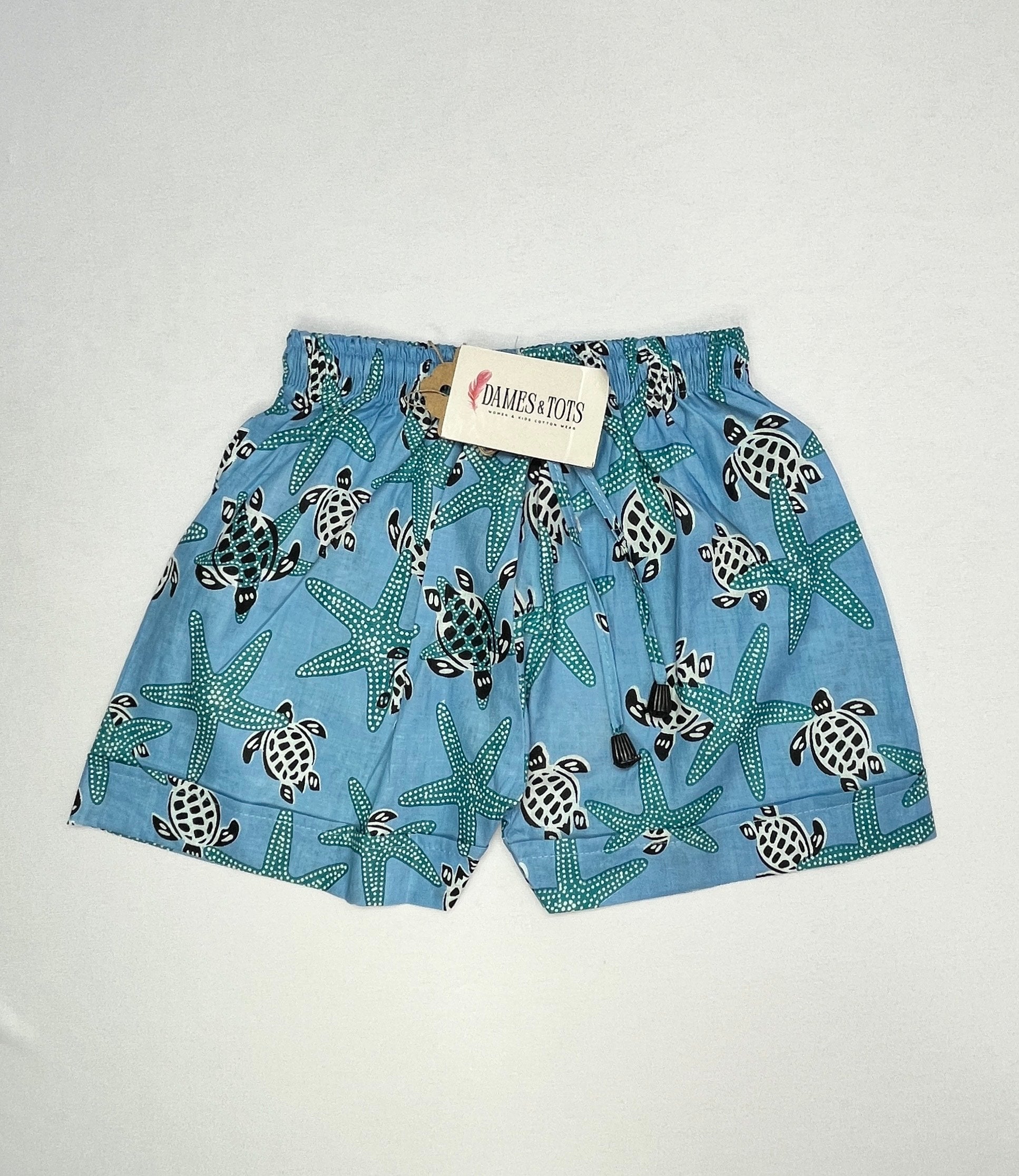 Boys Pure Cotton Co-Ord Set – Blue Turtle & Starfish Print