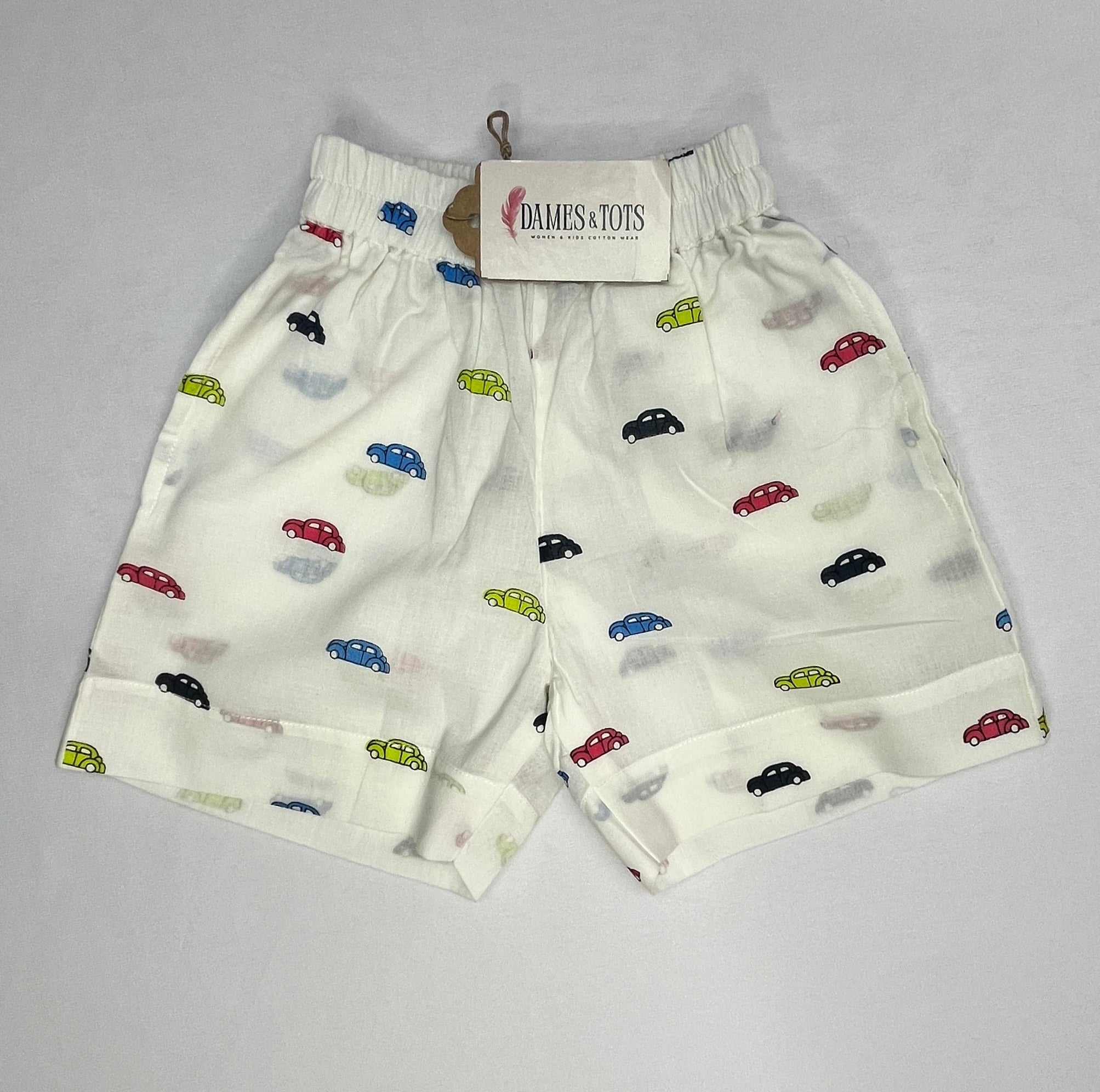 Boys Pure Cotton Co-ord Set – Car Print Shirt & Shorts