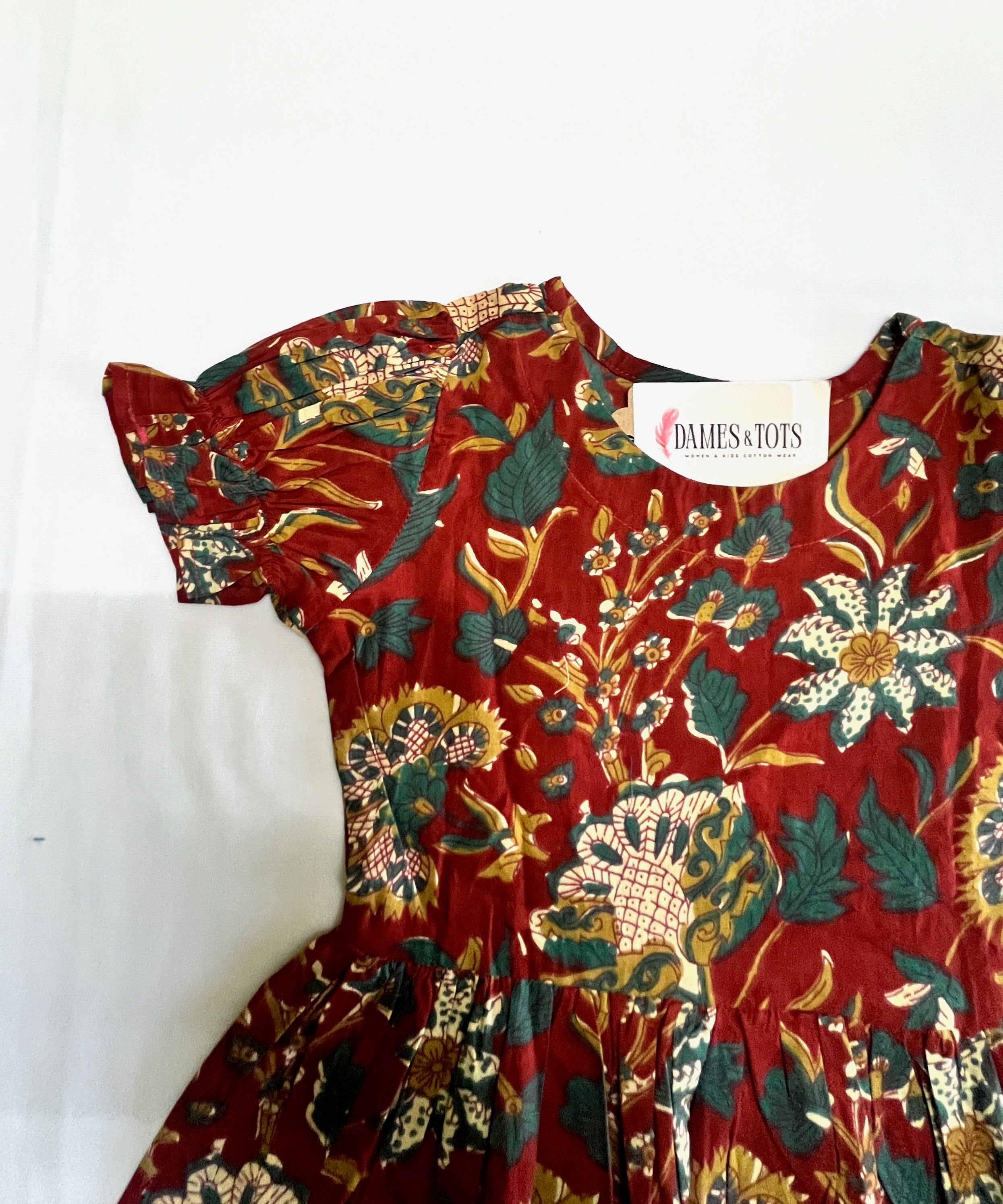 Pure Cotton Floral Rust Red Co-ord Set for Girls