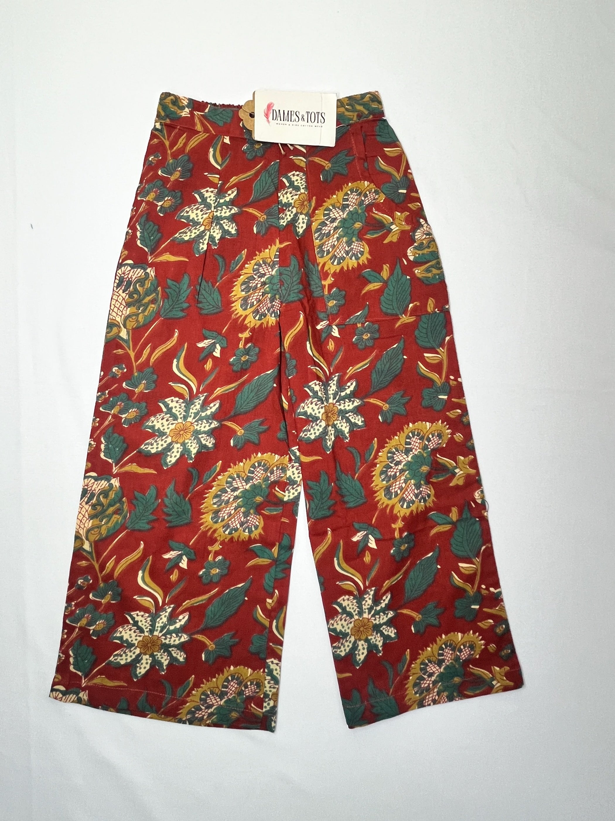 Pure Cotton Floral Rust Red Co-ord Set for Girls